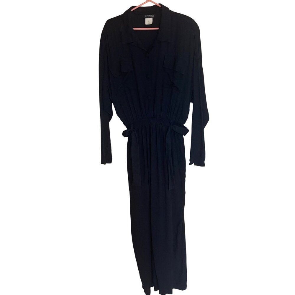 Carole Little Saint Tropez West Vintage Womens Jumpsuit Size 10 Black Crepe